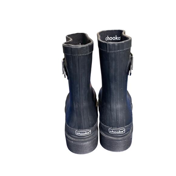 Chooka Black Rubber Rain Boots Women’s 10 Mid Calf Waterproof Ankle Buckle - Picture 5 of 7